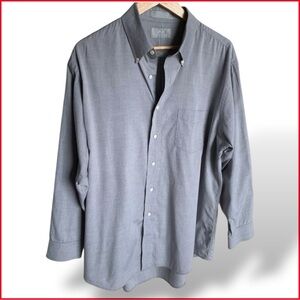 Stafford Executive Gray Pinpoint Oxford Button-Up Shirt - Size‎ 17/33